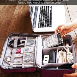 HOUSE OF QUIRK Blue Self-Design Accessory Organiser-image-81