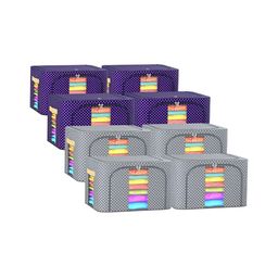 Kuber Industries Blue & Grey 8 Pieces Printed Drawer Organiser-45