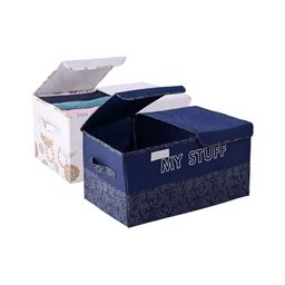 Kuber Industries Navy Blue & White 2 Pieces Printed Drawer Organiser-8