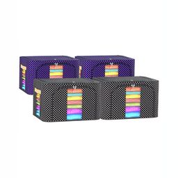 Kuber Industries Blue & Black 4 Pieces Printed Regular Drawer Organiser Organisers-56
