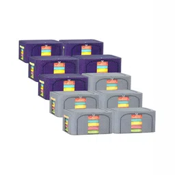Kuber Industries Blue & Grey 10 Pieces Printed Regular Drawer Organisers-18
