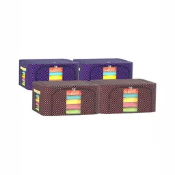 Kuber Industries Blue & Brown 4 Pieces Printed Regular Drawer Organisers-30