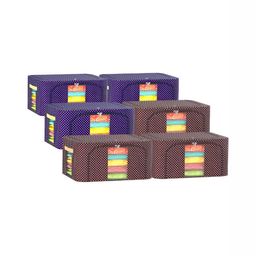 Kuber Industries Blue & Brown 6 Pieces Printed Regular Drawer Organisers-15