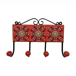 INDIA MEETS INDIA Red & Black Printed Wrought Iron Hook-picture-11
