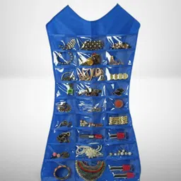atorakushon Set Of 2 Blue Solid Jewellery Makeup Bag Storage Organizer-28