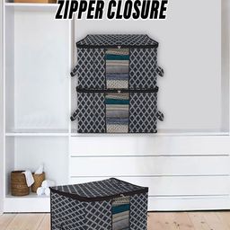 Kuber Industries Black & Grey 3 Pieces Printed Storage Bag Organiser-46
