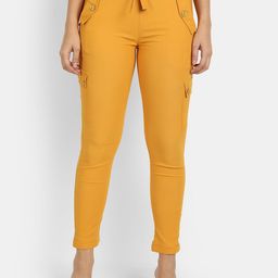 BROADSTAR Women Yellow Smart Skinny Fit High-Rise Easy Wash Trousers-image-75