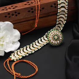 Jazz and Sizzle Gold-Plated Stone-Studded & Pearl Beaded Sheesh Phool-17