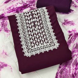 SHADOW & SAINING Floral Embroidered Silk Georgette Unstitched Dress Material-picture-42