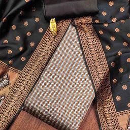 KALINI Striped Woven Design Zari Unstitched Dress Material-image-12