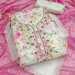 KALINI Ethnic Motifs Embellished Pure Cotton Unstitched Dress Material-image-83