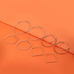 Carlton London Set of 4 Handcrafted Geometric Hoops-22