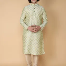 TABARD Ethnic Woven Design Mandarin Collar Cotton Straight Kurta-picture-12