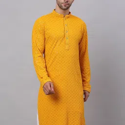 Jompers Men Geometric Embroidered Pure Cotton Kurta-picture-56
