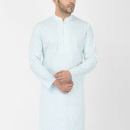 DEYANN Men White Ethnic Motifs Printed Kurta-image-66