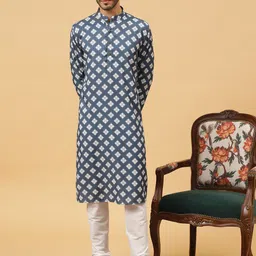 TABARD Geometric Printed Thread Work Pure Cotton Straight Kurta-picture-14