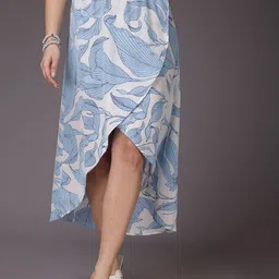 Freehand by The Indian Garage Co Tropical Printed Midi Wrap Skirt-image-93