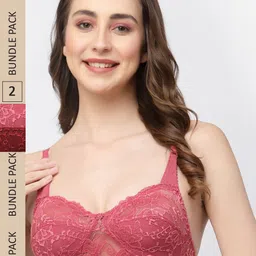 Docare Pack of 2 Non-Padded Lace Bralette Bra-image-48