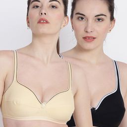 ABELINO Pack Of 2 Solid Non-Wired Non Padded T-shirt Bras-image-53