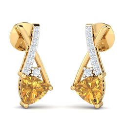 KUBERBOX Citrine Emine 18KT Gold Diamond-Studded & Citrine Earrings - 2.07gm-image-41
