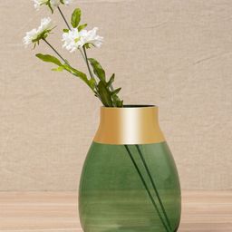 Pure Home and Living Green & Gold-Toned Colourblocked Glass Spring Flower Vase-image-45