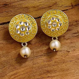 Estele Rhodium-Plated Floral Drop Earrings-43