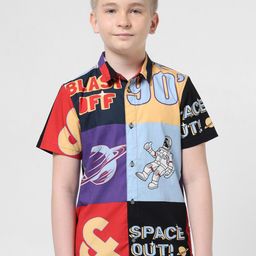 Jack & Jones Junior Boys Slim Fit Colourblocked Spread Collar Pure Cotton Casual Shirt-image-47