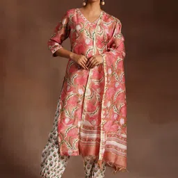Libas Floral Printed Pure Cotton Kurta & Salwar With Dupatta-image-60
