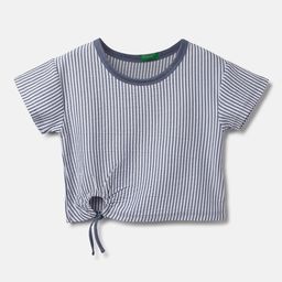 United Colors of Benetton Girls Tie-Up Detail Striped Cotton Top-44