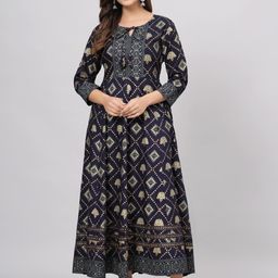 SAABHI Paisley Printed Keyhole Neck Mirror Work Anarkali Kurta-image-54