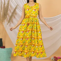 JAHIDA COMFORT WITH STYLE Abstract Printed Tie-Up Neck Fit & Flare Midi Dress-picture-11