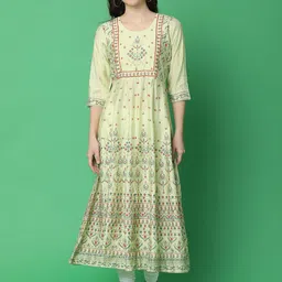 UNLIMITED Floral Printed Round Neck Three-Quarter Sleeves A-Line Kurta-picture-39