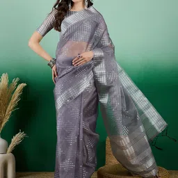 Sangria Zari Woven Kanjeevaram Saree With Blouse-57