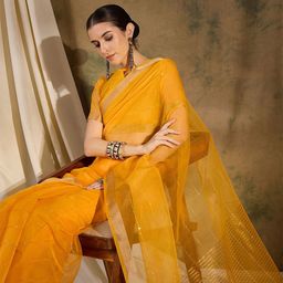 Sangria Striped Zari Woven Sequinned Kanjeevaram Saree with Blouse-image-89