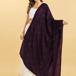 Dupatta Bazaar Embroidered Pure Cotton Dupatta with Mirror Work-15
