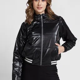 SPYKAR Typography Printed Mock Collar Regular Quilted Jacket-22