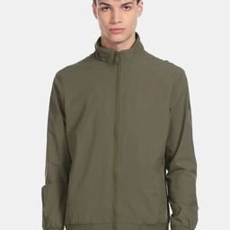 Arrow Sport Men Green Solid Bomber Jacket-image-24