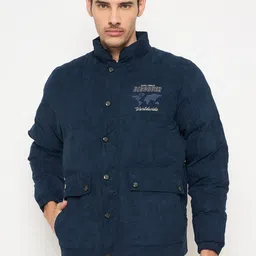 Duke Men Suede Longline Bomber with Patchwork Jacket-12