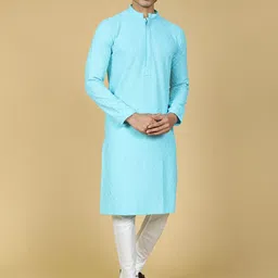 Sultan The King Of Kurta Ethnic Motifs Chikankari Regular Cotton Long Sleeve Kurta-image-55
