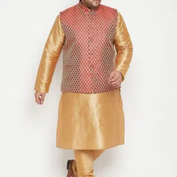 VASTRAMAY Men Gold-Toned Regular Kurta with Pyjamas-picture-18