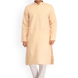 Exotic India Men Ethnic Motifs Embroidered Regular Thread Work Pure Cotton Kurta with Pyjamas-picture-18