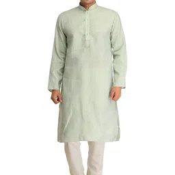Exotic India Men Ethnic Motifs Embroidered Regular Thread Work Pure Cotton Kurta with Pyjamas-picture-45