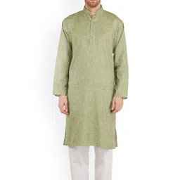Exotic India Men Ethnic Motifs Embroidered Regular Thread Work Pure Cotton Kurta with Pyjamas-image-64