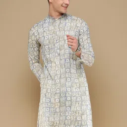 Sanwara Men Yoke Design Keyhole Neck Flared Sleeves Thread Work Summer Sheers Kurta-picture-55