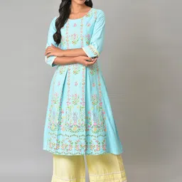 W Women Round Neck Floral Printed Kurta-32