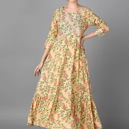 AAYUMI Floral Printed Thread Work Anarkali Kurta-49