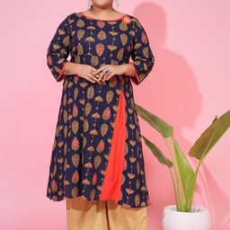 Vbuyz Plus Size Ethnic Motifs Printed A-Line Kurta-image-18