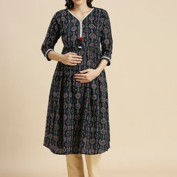 MomToBe Ethnic Motifs Printed Maternity Anarkali Kurta-image-51