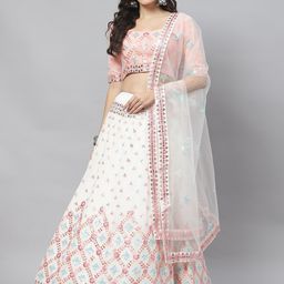 SHUBHKALA White Semi-Stitched Lehenga & Unstitched Blouse With Dupatta-picture-28