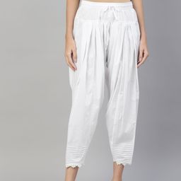 Laado - Pamper Yourself Women White Solid Cotton Salwar-image-11